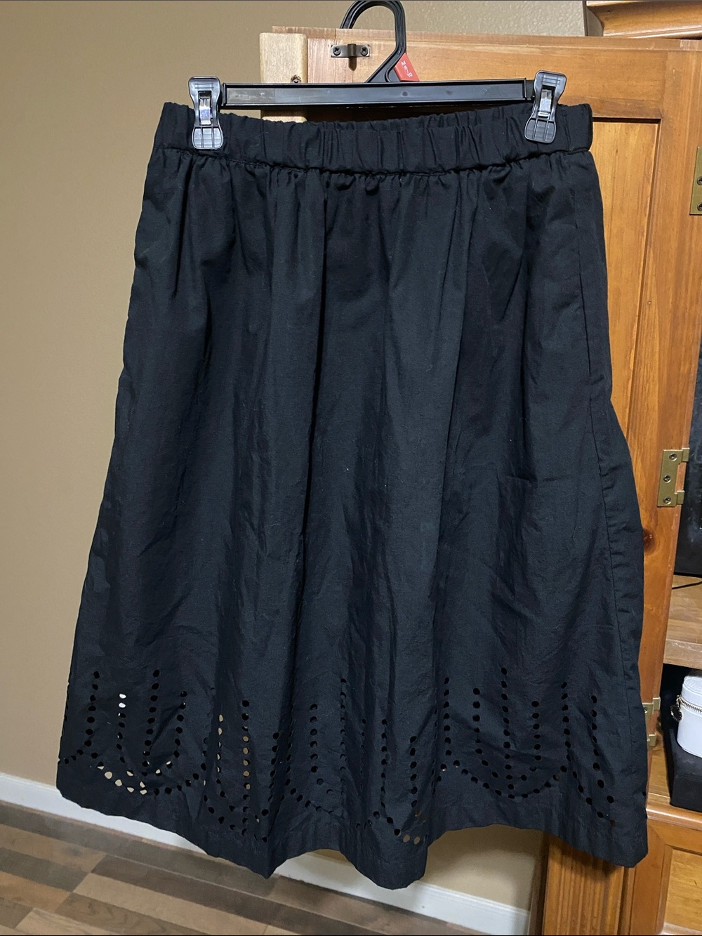 GAP Black Midi Skirt with Eyelet Hem